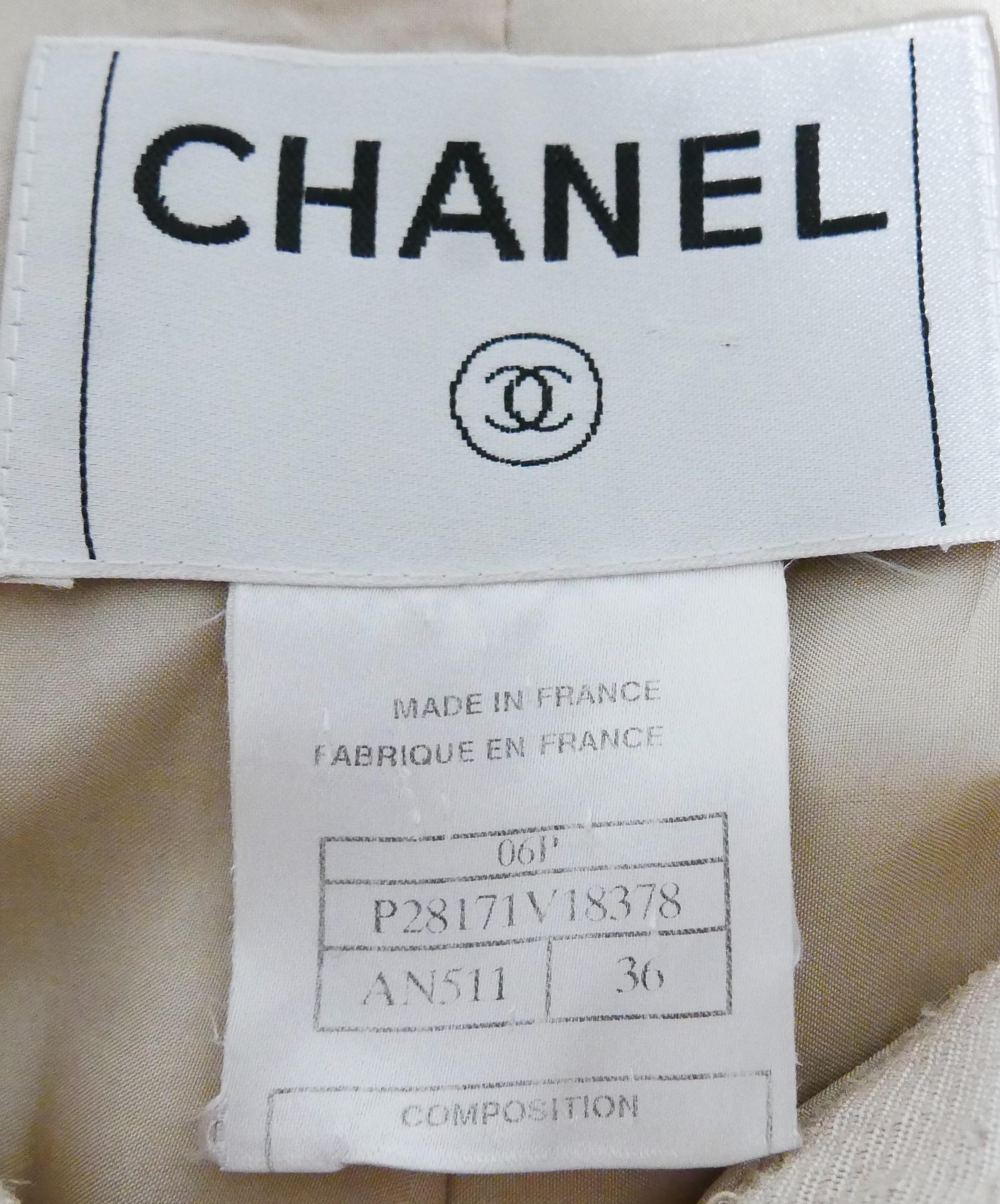 Chanel Vintage SS06 06P Beige Silk Fringed Hem Jacket For Sale 4
