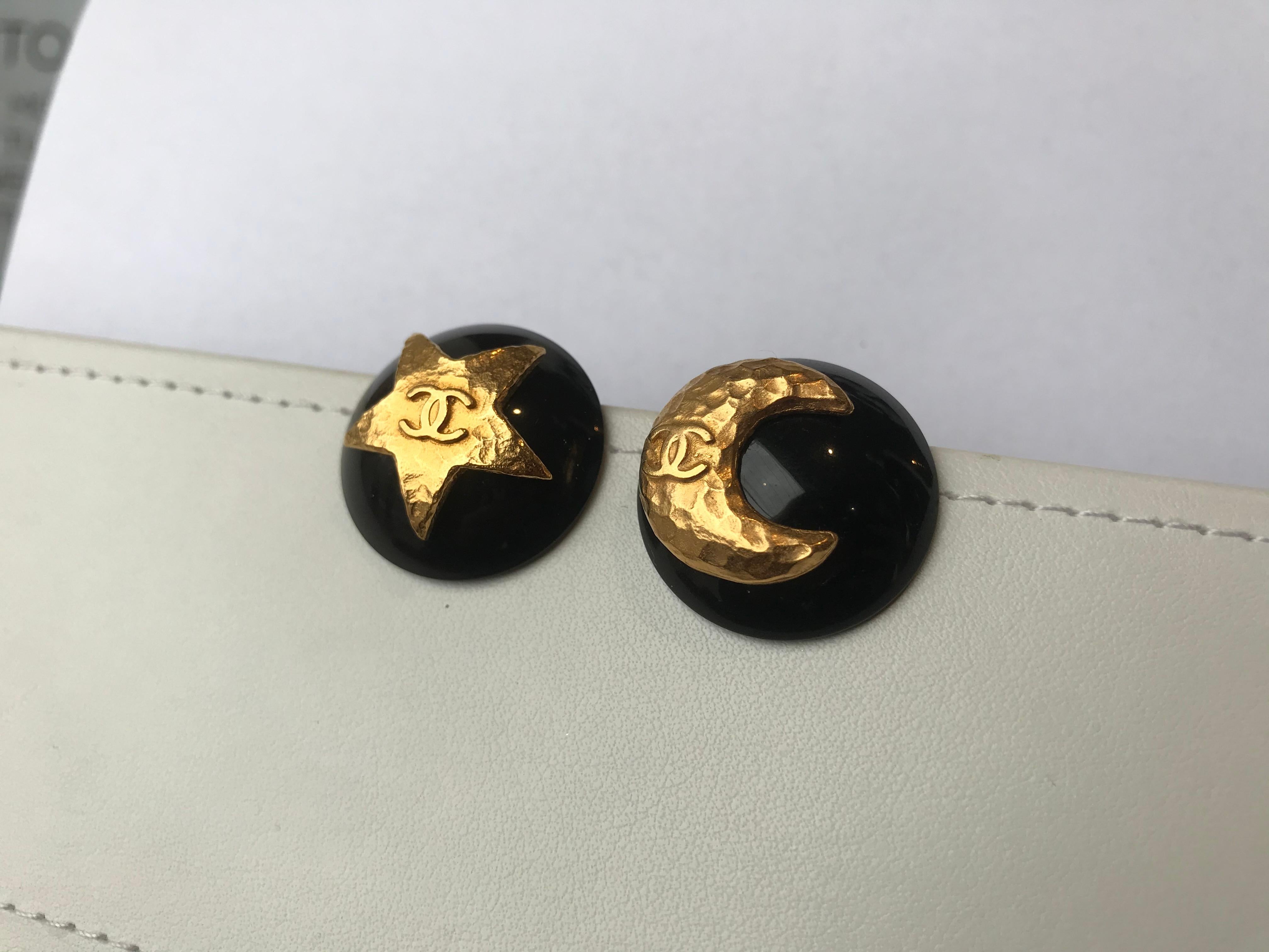 chanel moon and star earrings