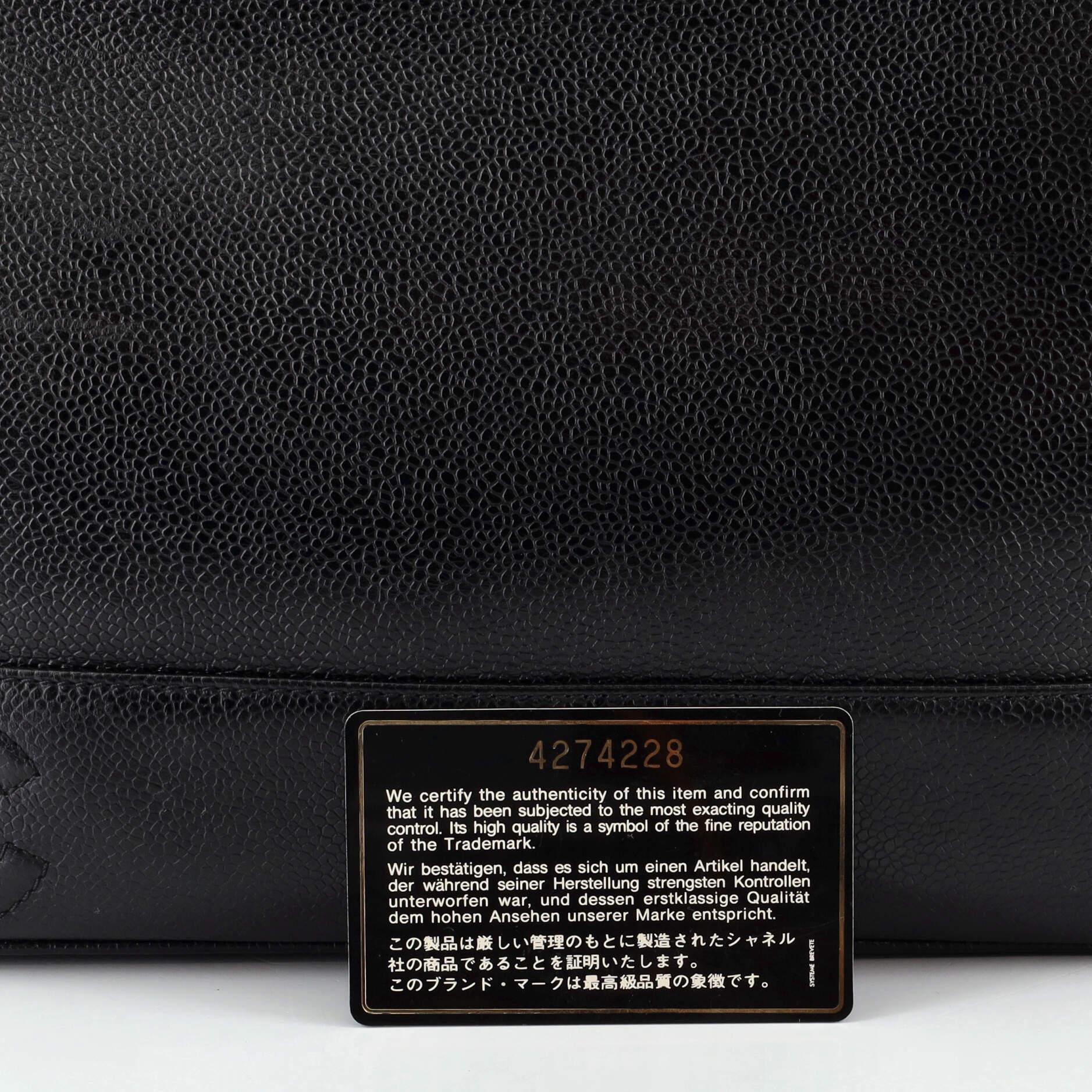 Chanel Vintage Stitched CC Shoulder Bag Caviar Large 3