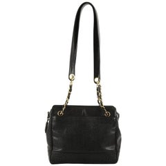 Chanel Vintage Stitched CC Shoulder Bag Caviar Medium