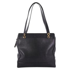 Chanel Vintage Stitched CC Shoulder Bag Caviar Medium