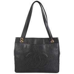 Chanel Vintage Stitched CC Shoulder Bag Caviar Medium