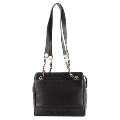 Chanel Vintage Stitched CC Shoulder Bag Caviar Small