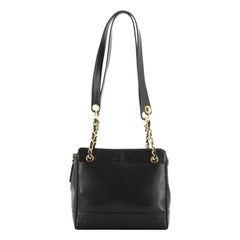 Chanel Vintage Stitched CC Shoulder Bag Caviar Small