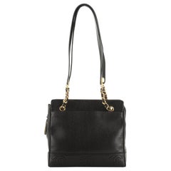 Chanel Vintage Stitched CC Shoulder Bag Caviar Small