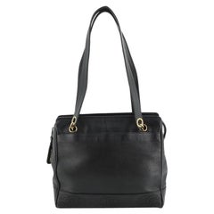 Chanel Vintage Stitched CC Shoulder Bag Caviar Small