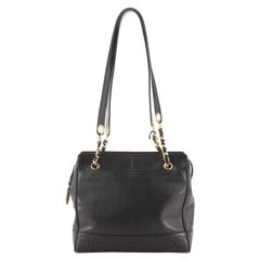 Chanel Vintage Stitched CC Shoulder Bag Caviar Small