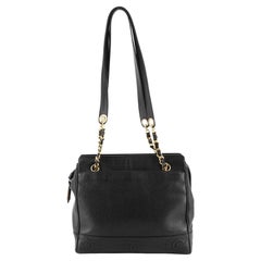 Chanel Vintage Stitched CC Shoulder Bag Caviar Small