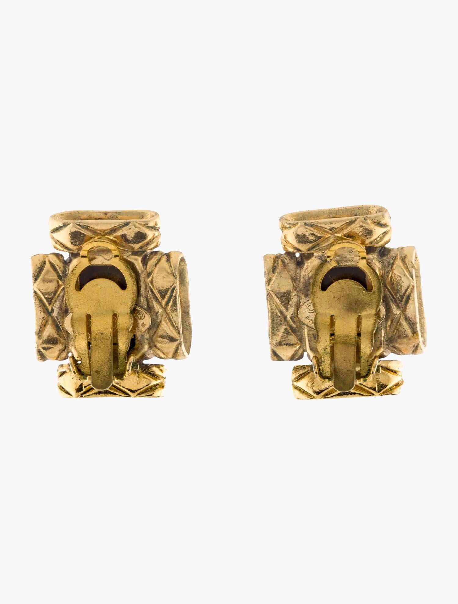 Art Deco Chanel Vintage Strass Clip-On Earrings, 1988