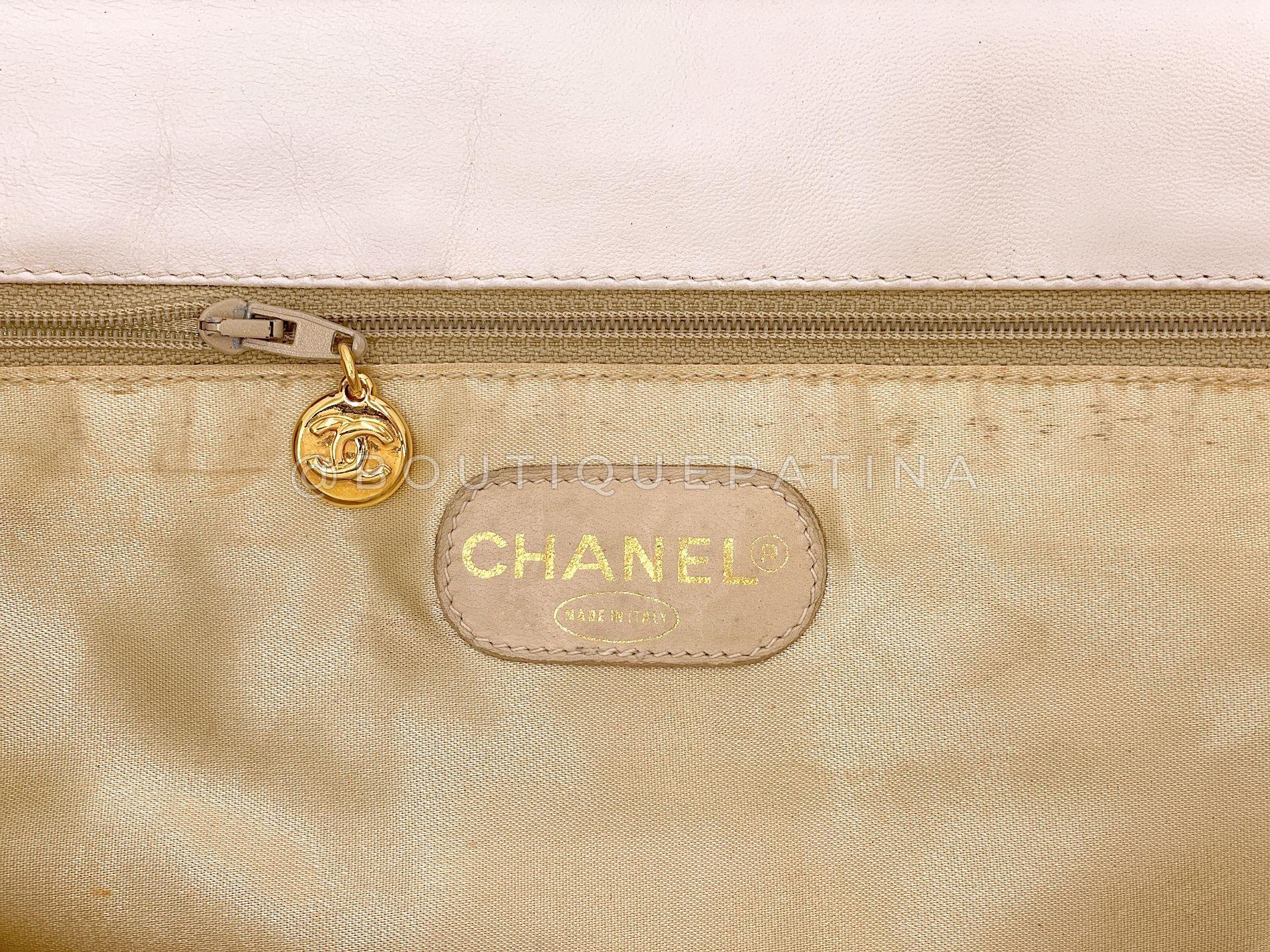 Chanel Vintage Striped Blue White Supermodel XL Travel Flap Bag 24k GHW 68836 en vente 6