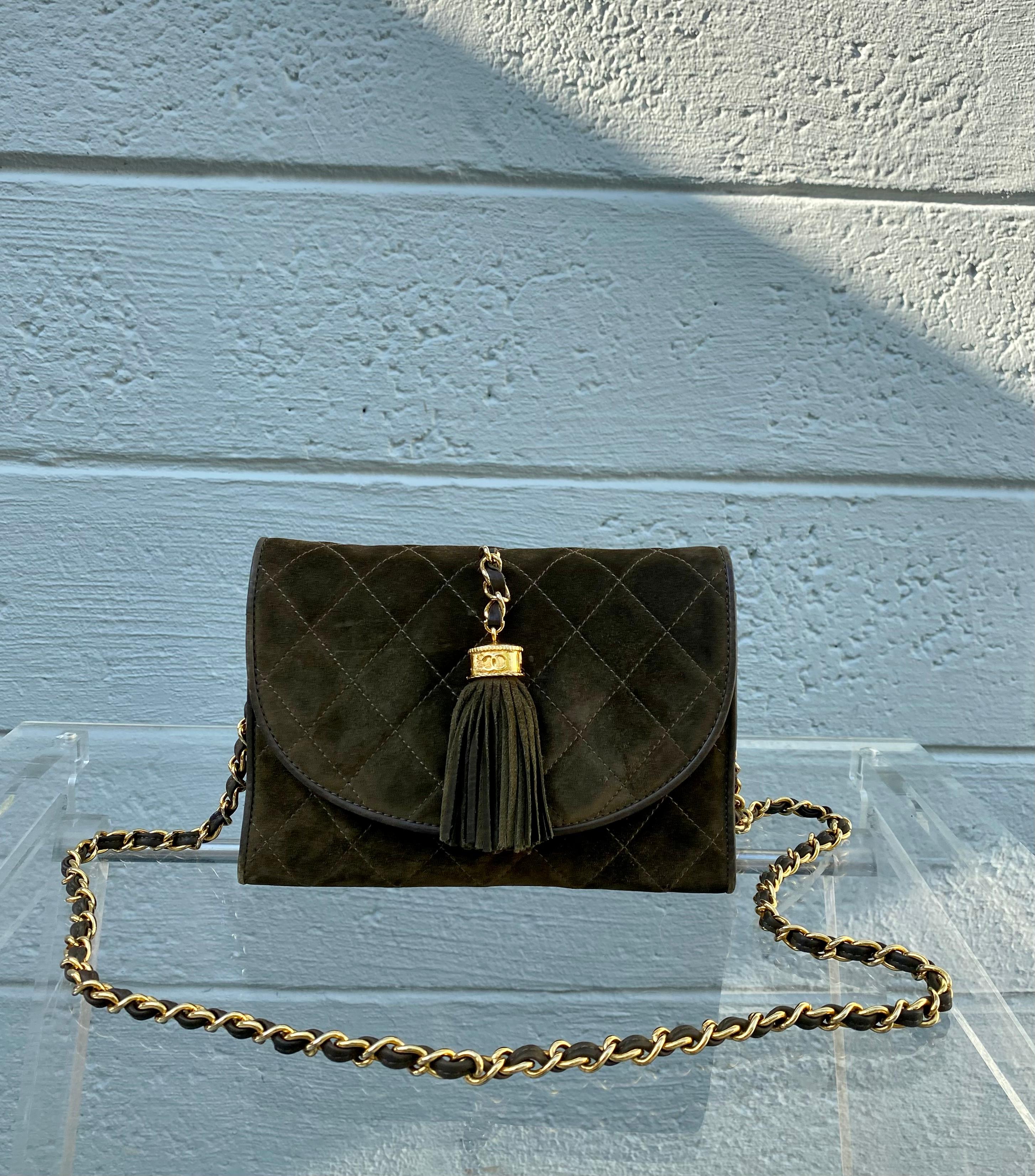 Chanel Vintage Suede Flap Crossbody Shoulder Clutch Bag 3