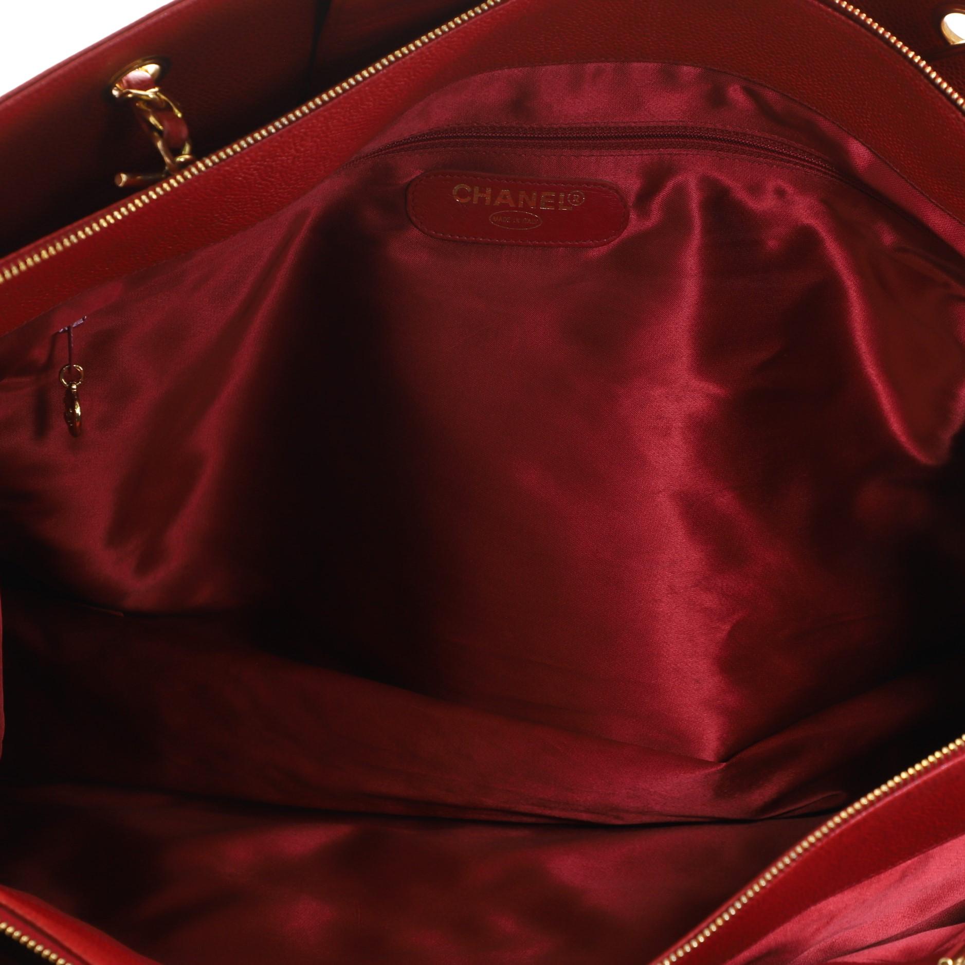 Red Chanel Vintage Supermodel Weekender Bag Caviar Large