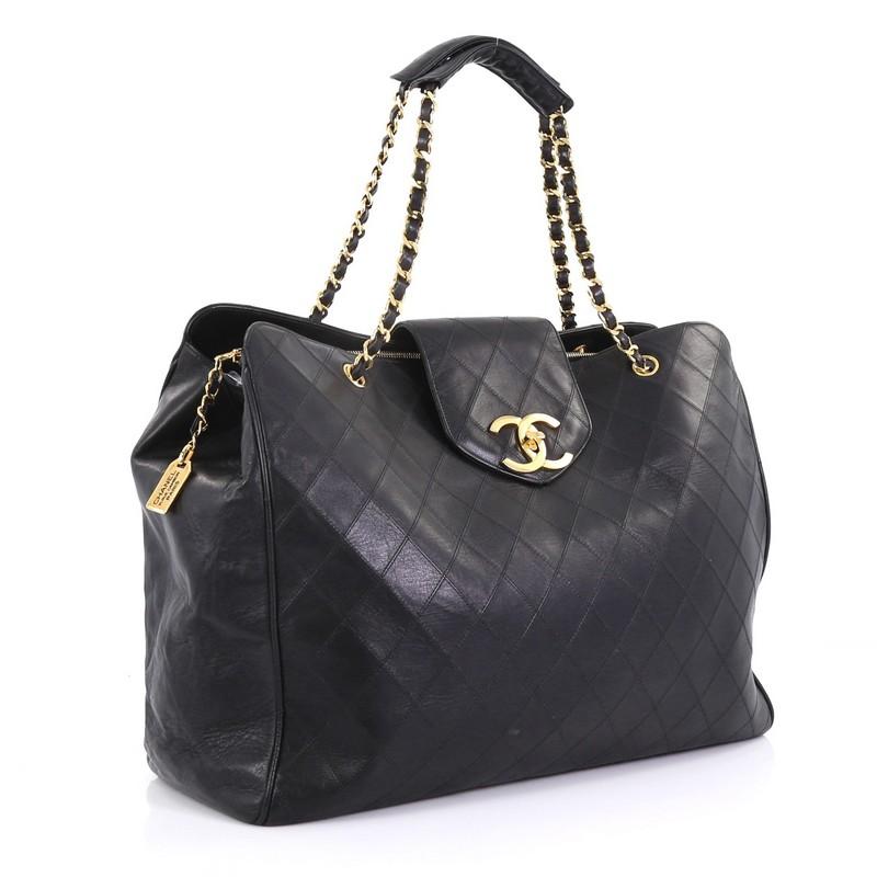 Chanel Vintage Supermodel Weekender Bag Quilted Leather Large