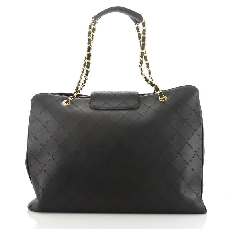 Chanel Vintage Supermodel Weekender Bag Quilted Leather Large In Good Condition In NY, NY