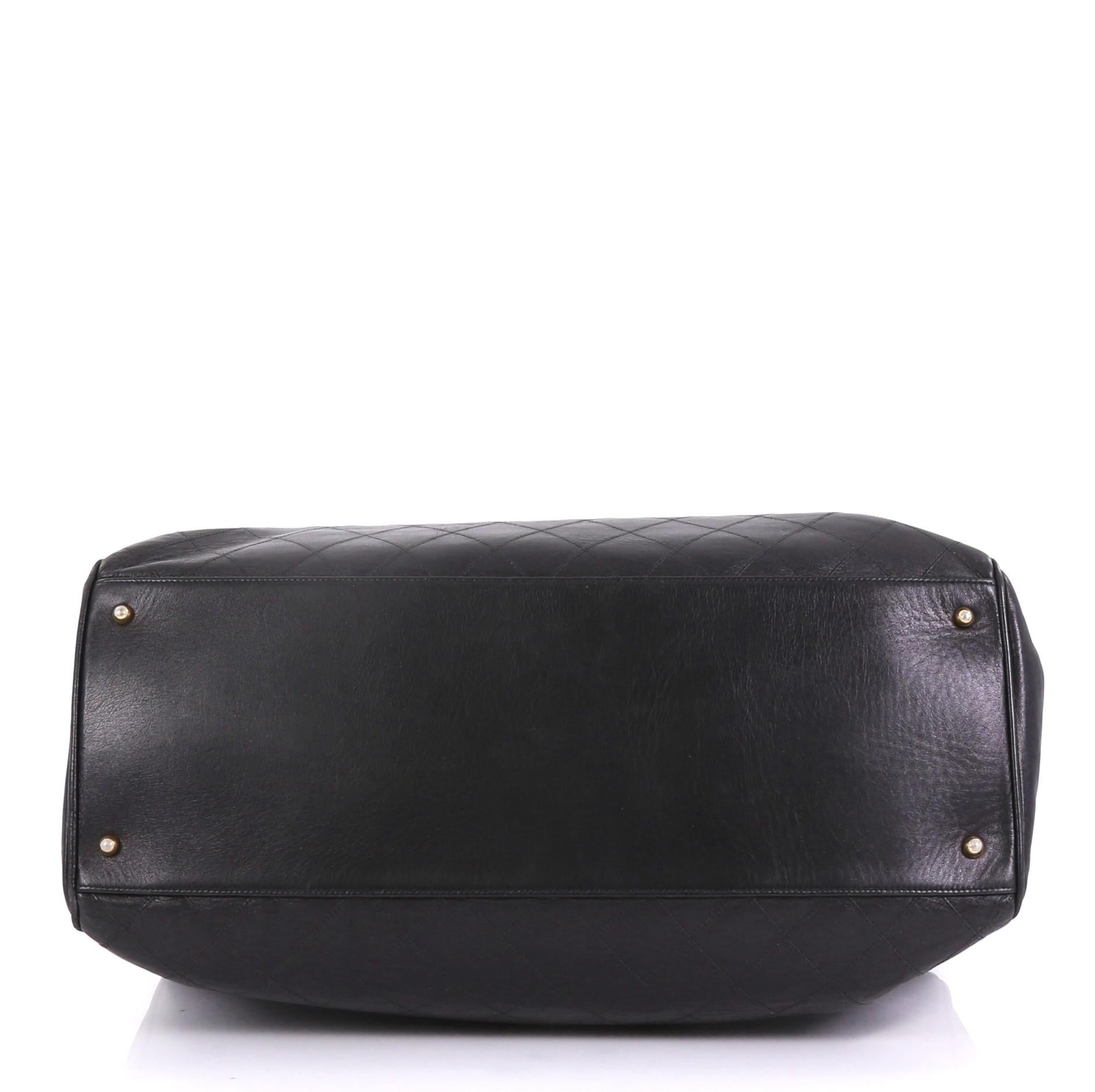 Women's Chanel Vintage Supermodel Weekender Bag Quilted Leather Large