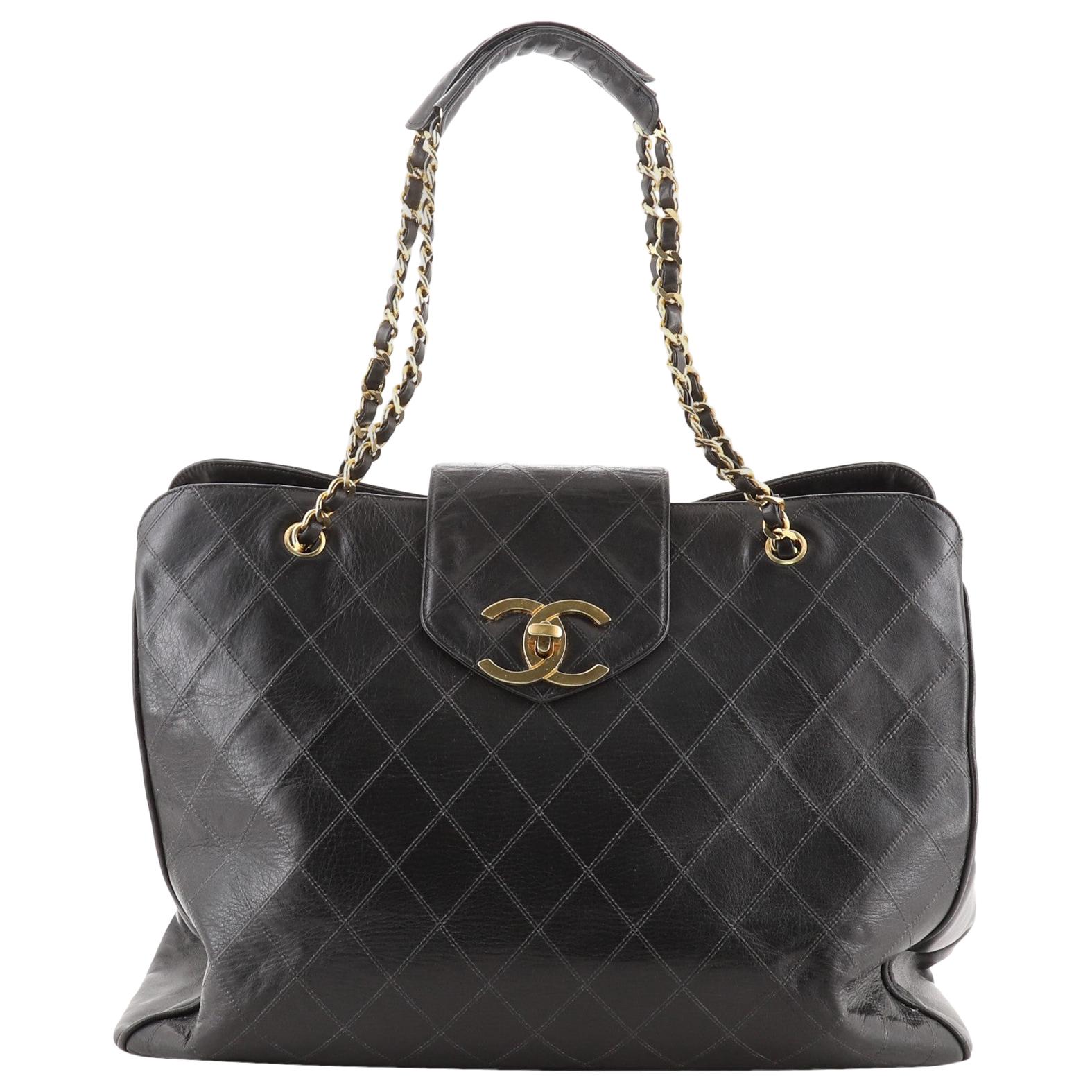 Chanel Vintage Supermodel Weekender Bag Quilted Leather Large