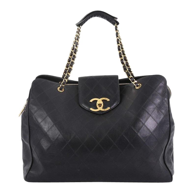 Chanel Vintage Supermodel Weekender Tasche aus gestepptem Leder Groß