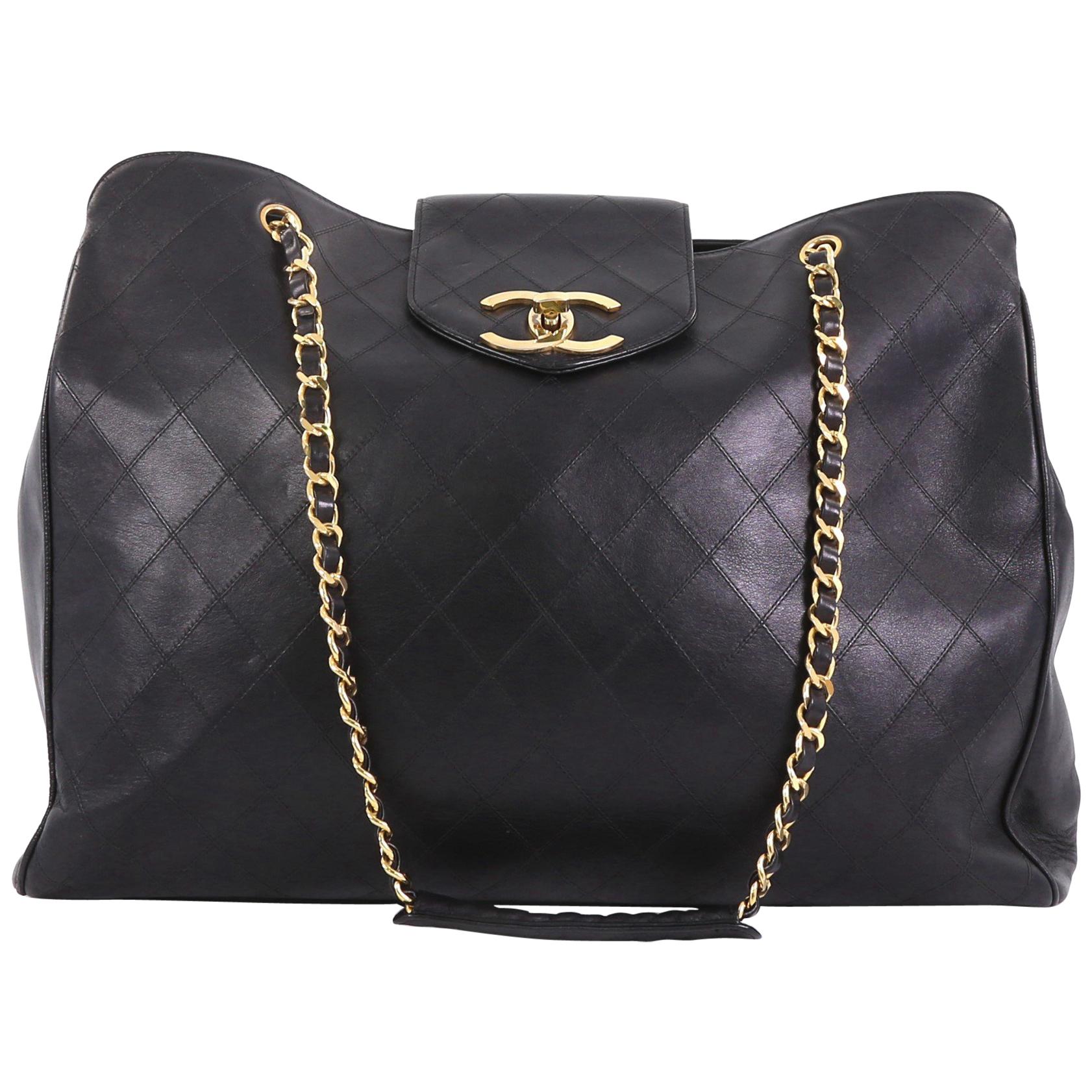 Chanel Vintage Supermodel Weekender Bag Quilted Leather Large