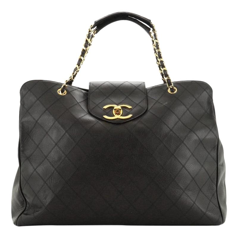 Chanel Vintage Supermodel Weekender Tasche gesteppt Leder groß