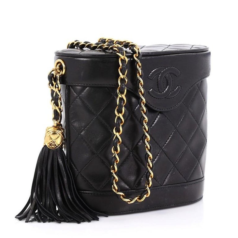 Chanel Vintage Tassel Box Bag Quilted Leather Small at 1stDibs