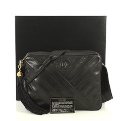 Chanel Vintage Tassel Camera Bag Chevron Lambskin Medium