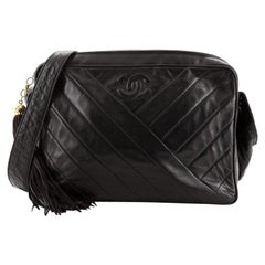 Chanel Vintage Tassel Camera Bag Chevron Lambskin Medium