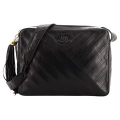 Chanel Vintage Tassel Camera Bag Chevron Lambskin Medium