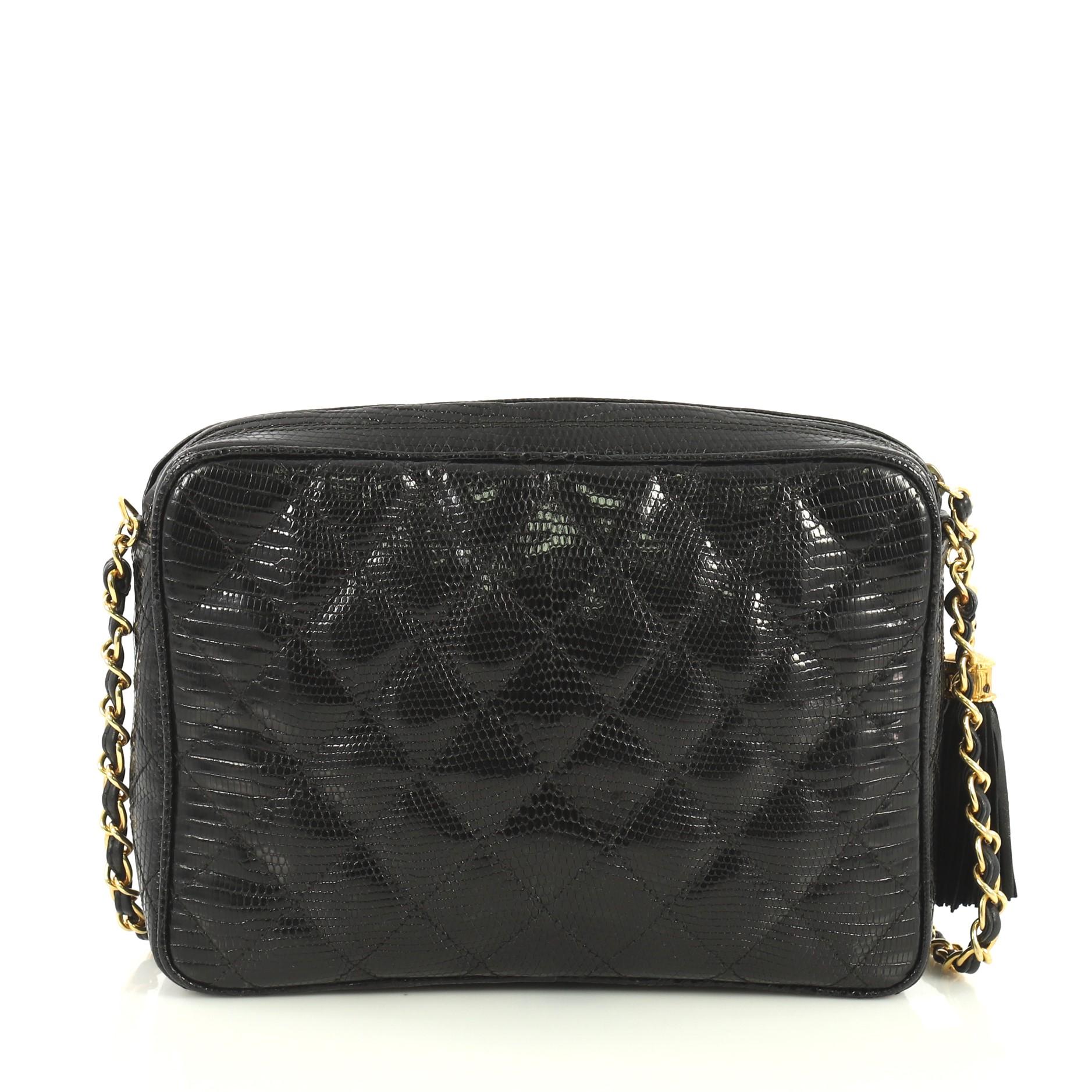 Chanel Vintage Tassel Camera Bag Lizard Small (petit) Bon état à NY, NY