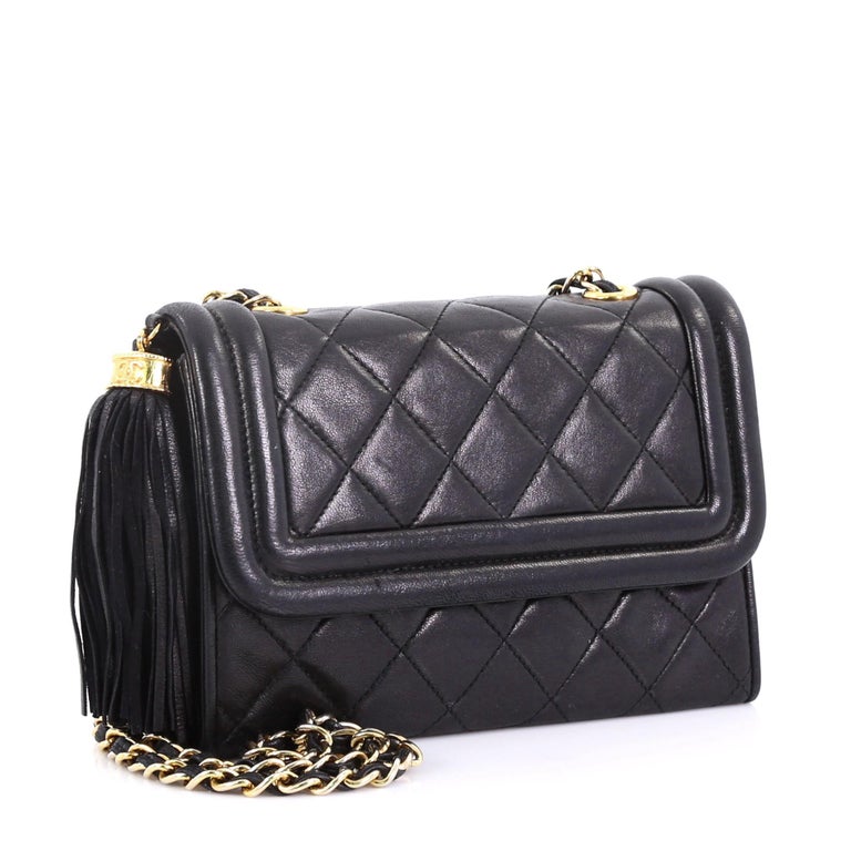 Chanel Vintage Tassel Flap Bag Quilted Lambskin Mini at 1stDibs