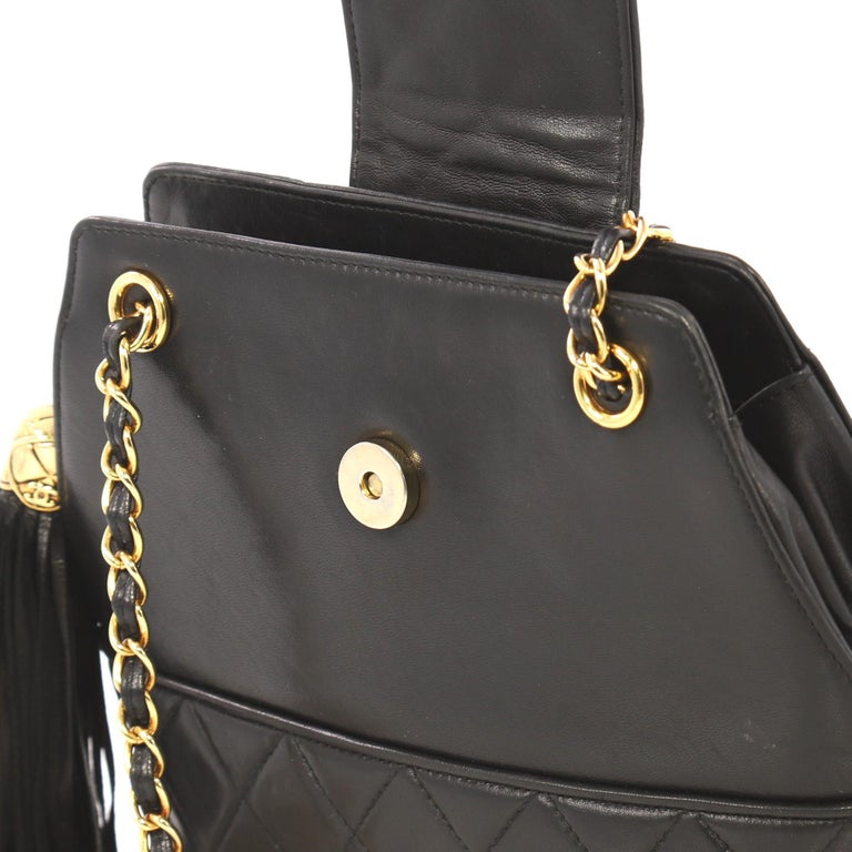 Chanel Vintage Tassel Flap Bag Quilted Lambskin Small at 1stDibs
