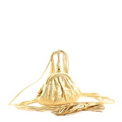 Chanel Vintage Tassel Frame Waist Bag Quilted Leather Small Gold, Metallic