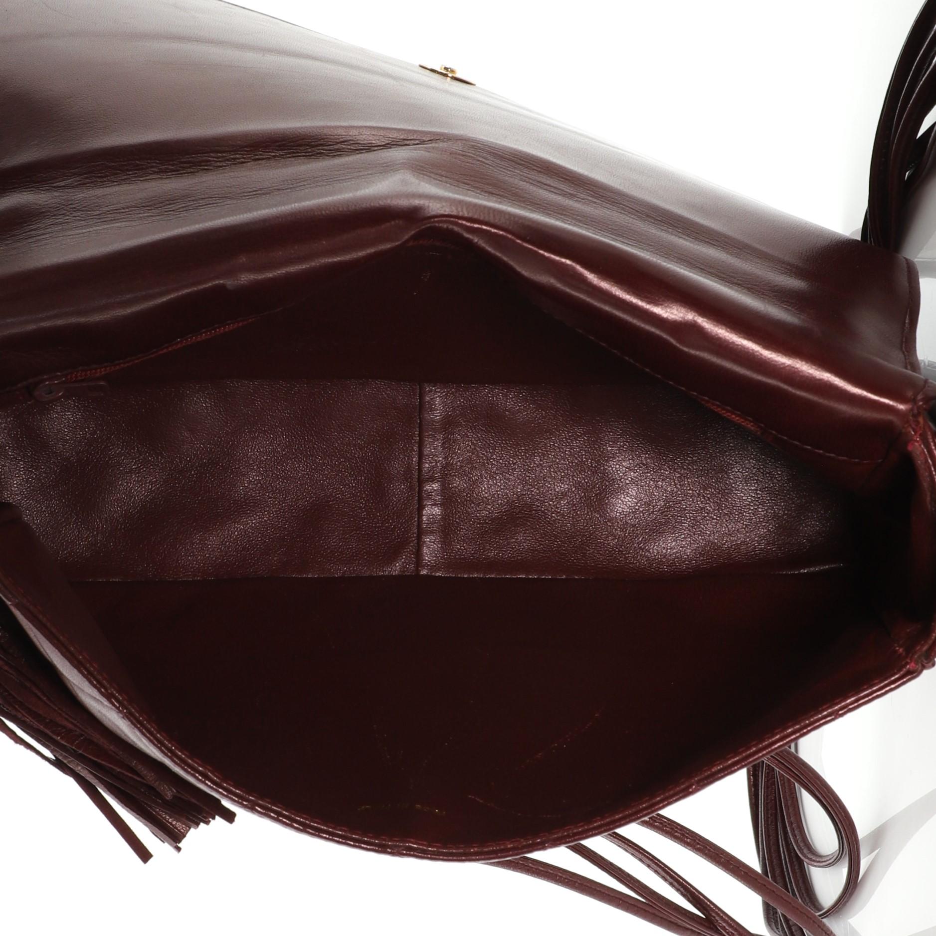 Chanel Vintage Tassel Full Flap Shoulder Bag Quilted Lambskin Medium 4