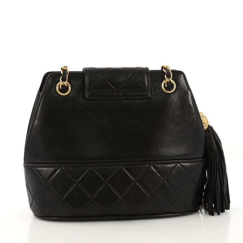 Chanel Vintage Tassel Shoulder Bag Leather Small In Good Condition In NY, NY