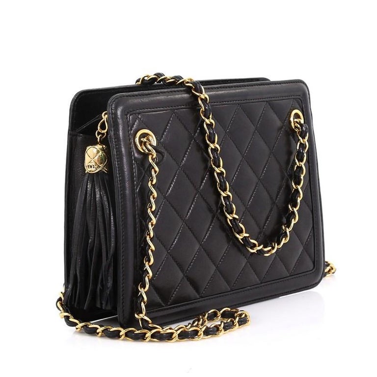 Chanel Vintage Tassel Shoulder Bag Quilted Leather Small at 1stDibs