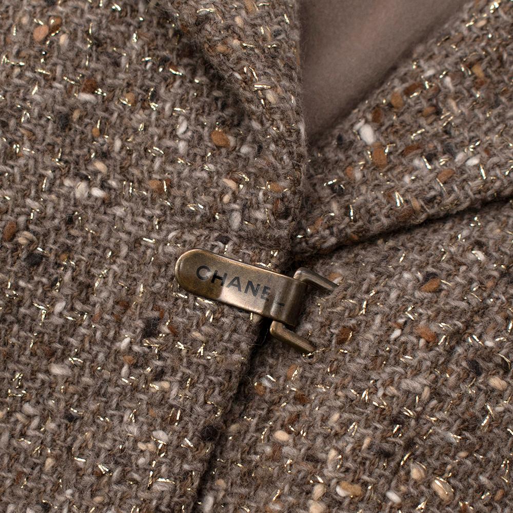 Chanel Vintage Taupe Wool Blend Tweed Jacket - Size US 10 In Excellent Condition For Sale In London, GB