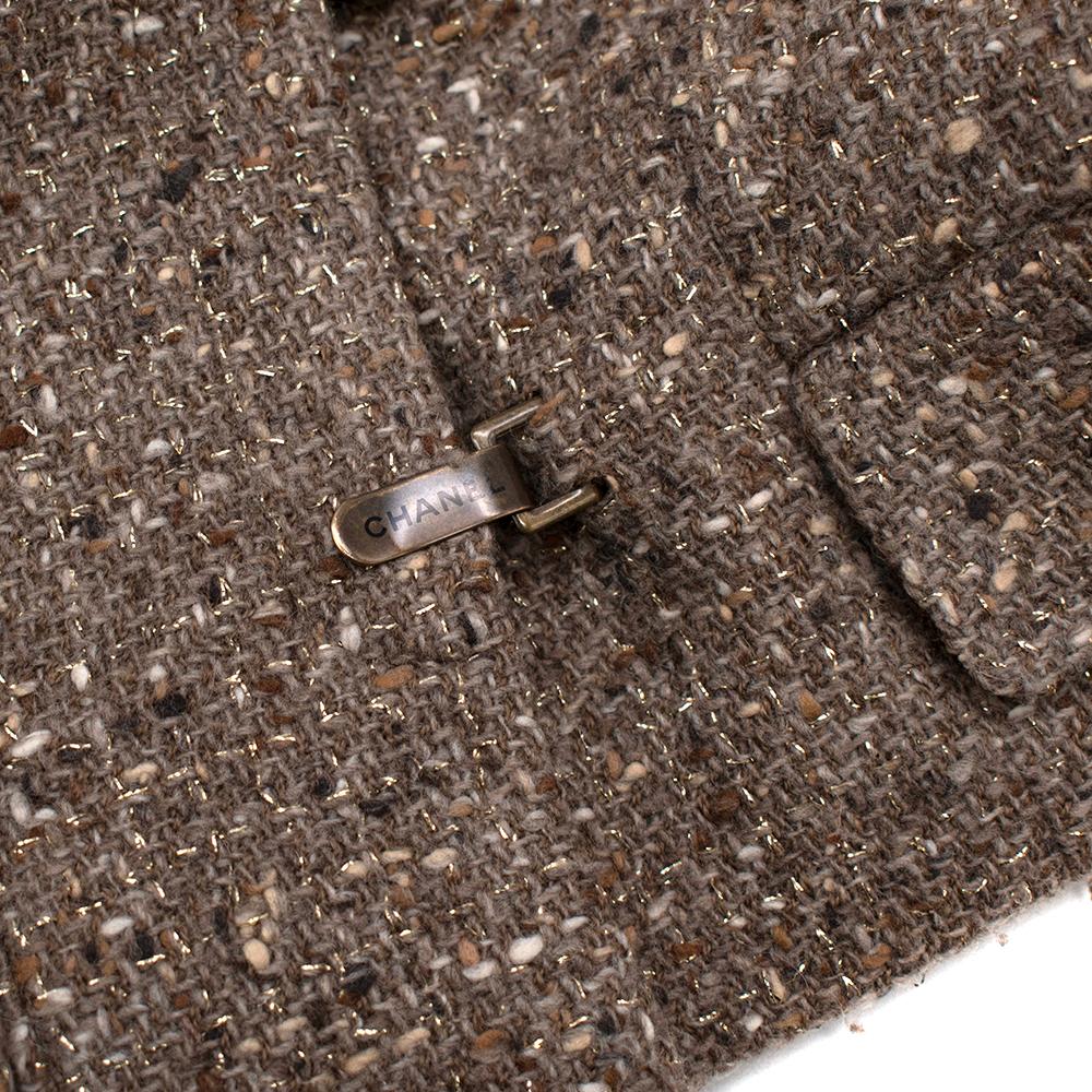 Women's or Men's Chanel Vintage Taupe Wool Blend Tweed Jacket - Size US 10 For Sale