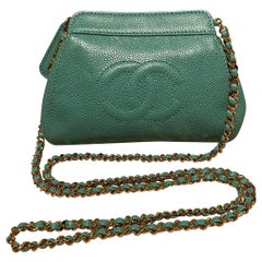 Chanel Vintage Teal Caviar Leather Mini Shoulder Bag