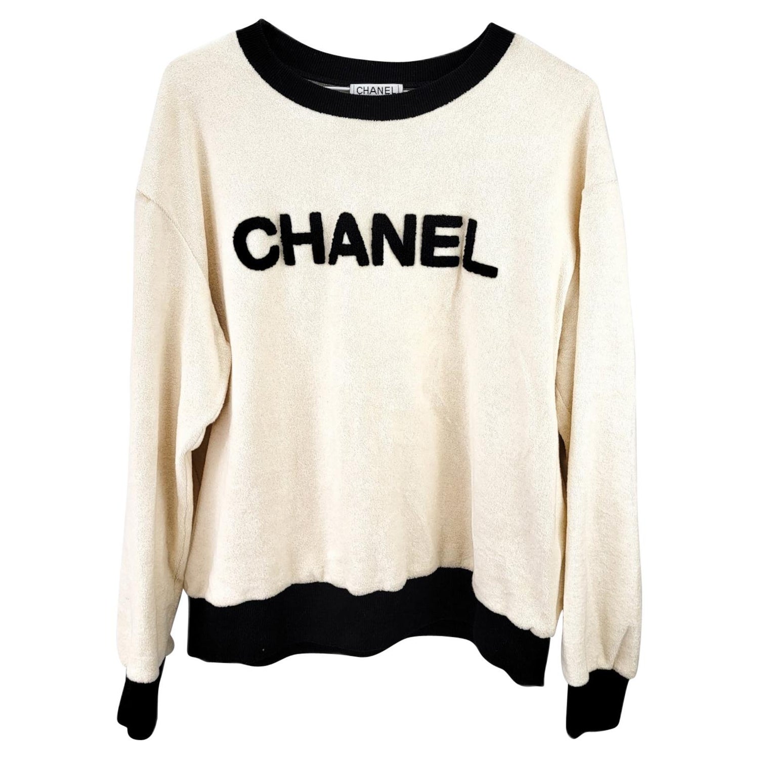 Chanel Sweatshirt - 5 For Sale on 1stDibs | vintage chanel sweatshirt, coco chanel  sweatshirt, chanel white sweatshirt