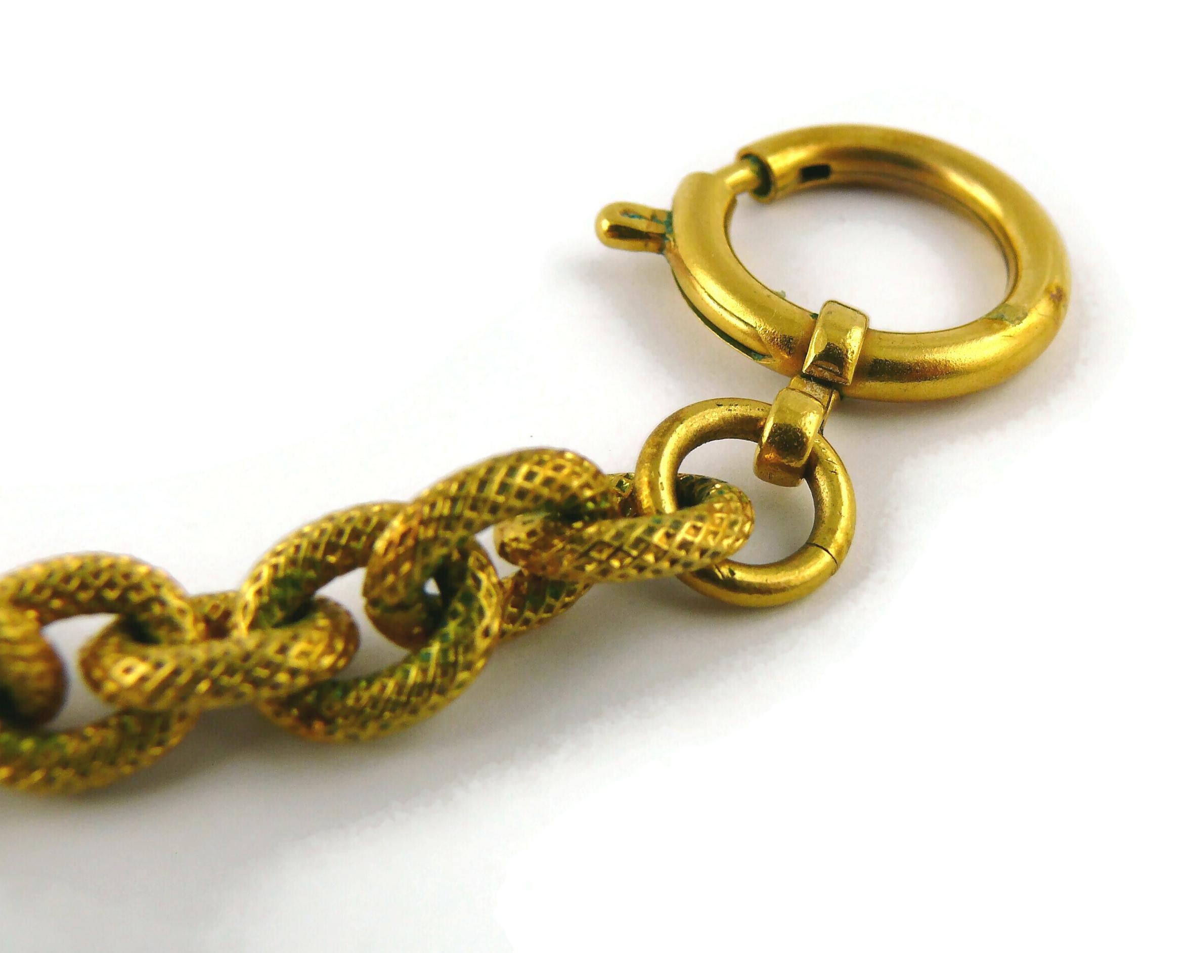 Chanel Vintage Textured Gold Toned CC Pendant Necklace, 1993 For Sale 9