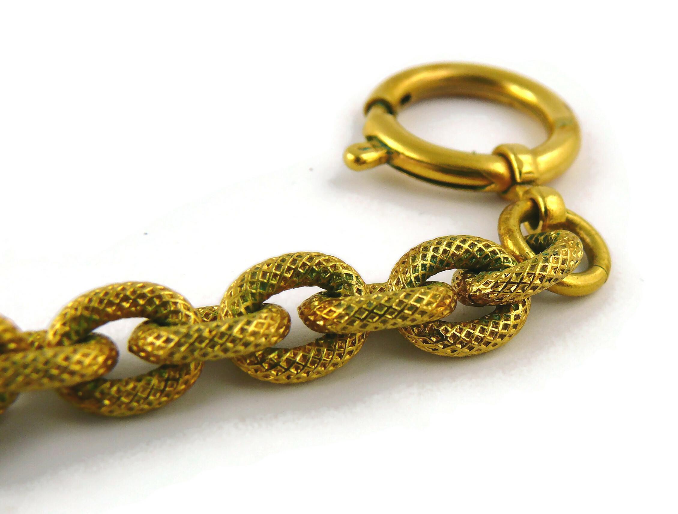 Chanel Vintage Textured Gold Toned CC Pendant Necklace, 1993 For Sale 13