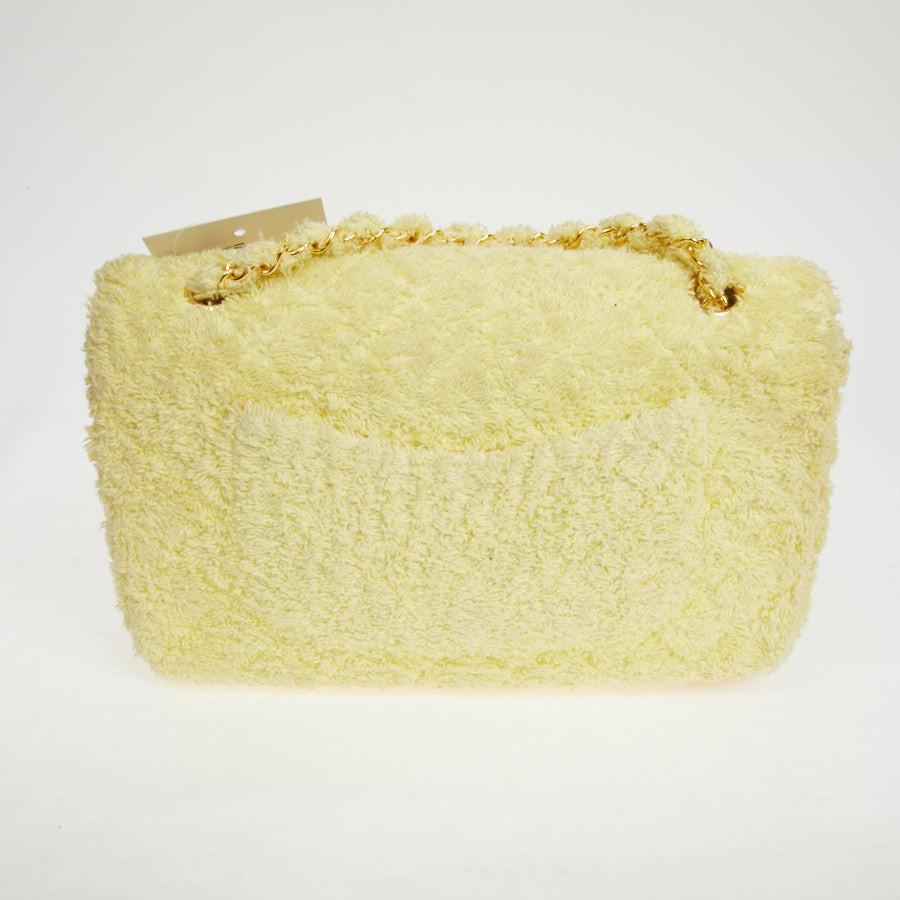 Beige CHANEL Vintage Timeless Bag in Yellow Terrycloth