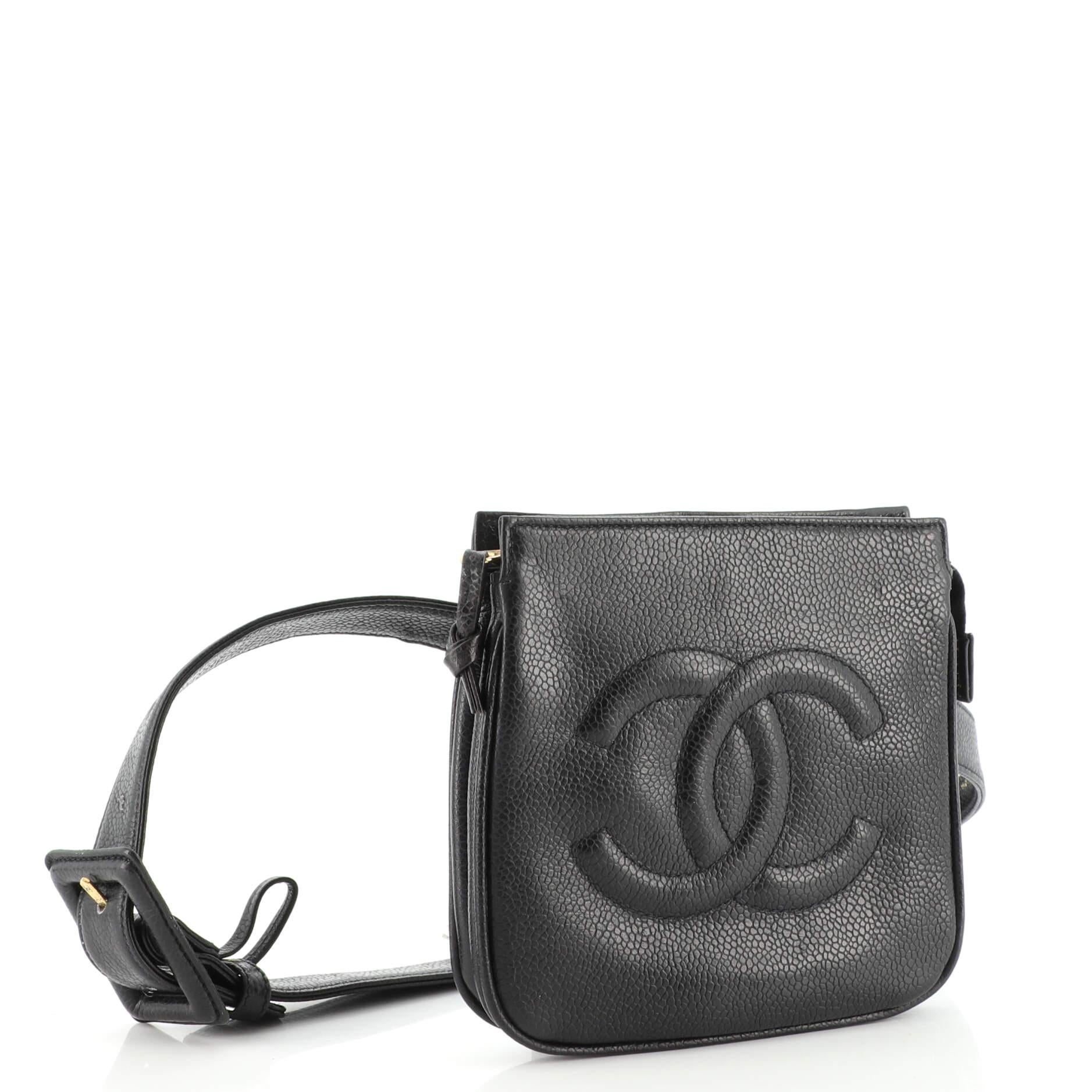 Black Chanel Vintage Timeless Belt Bag Caviar Small