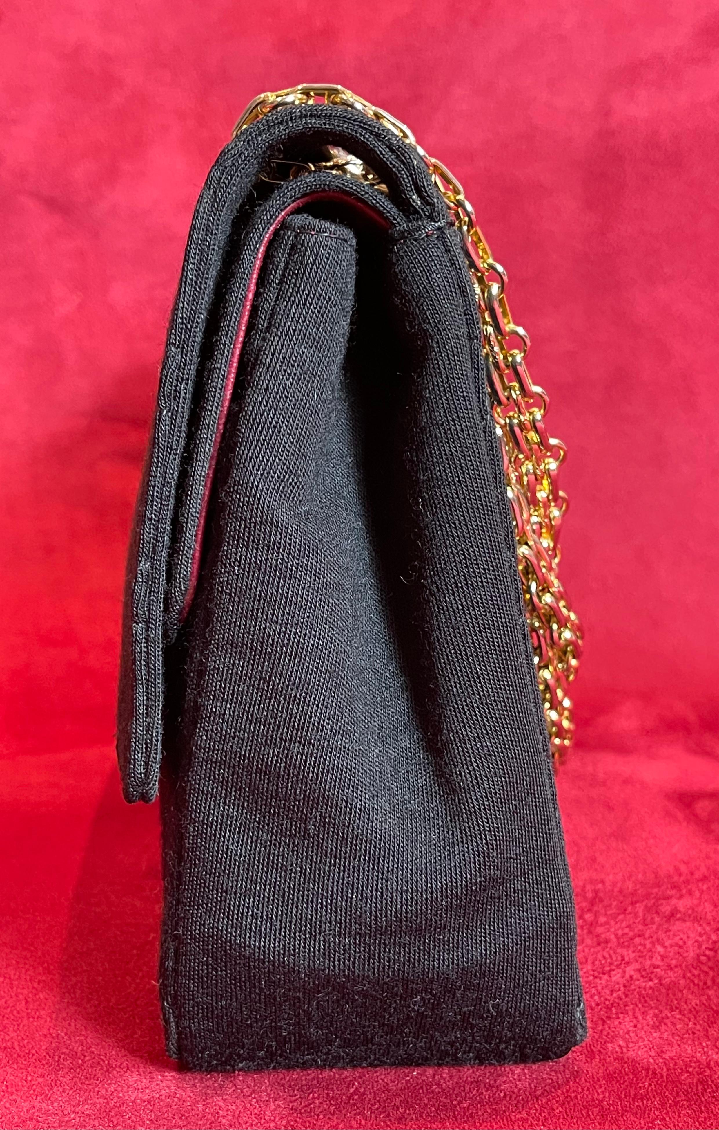 Chanel Vintage, Timeless Black Quilted Jersey Handbag 8
