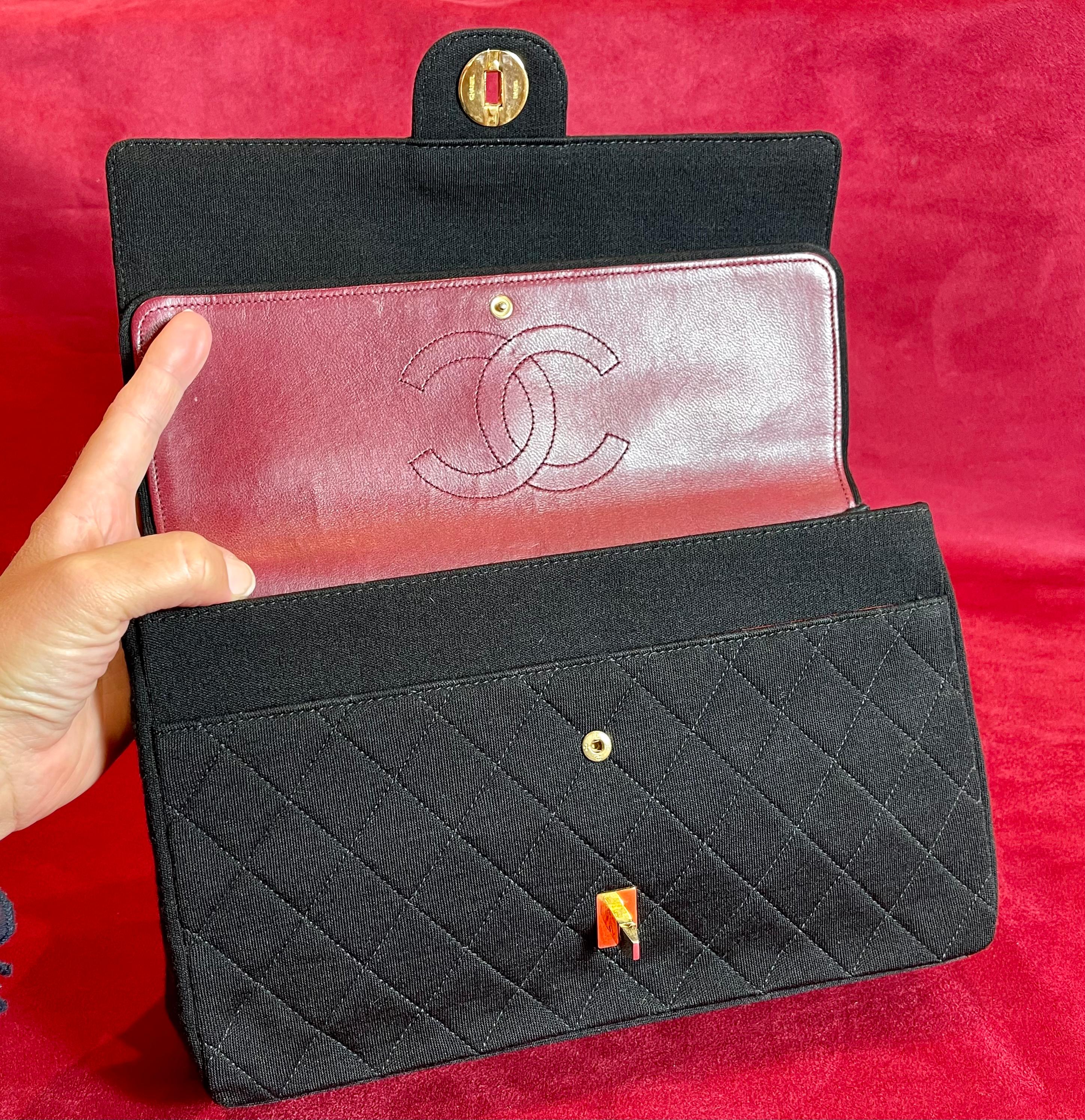 20th Century Chanel Vintage, Timeless Black Quilted Jersey Handbag