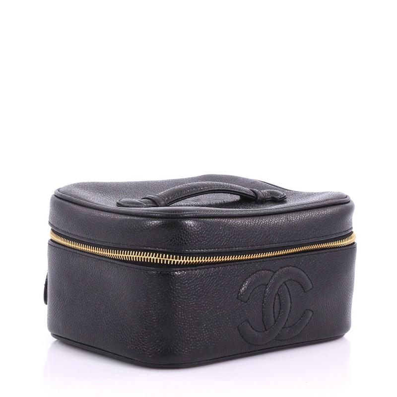 Black Chanel Vintage Timeless Cosmetic Case Caviar