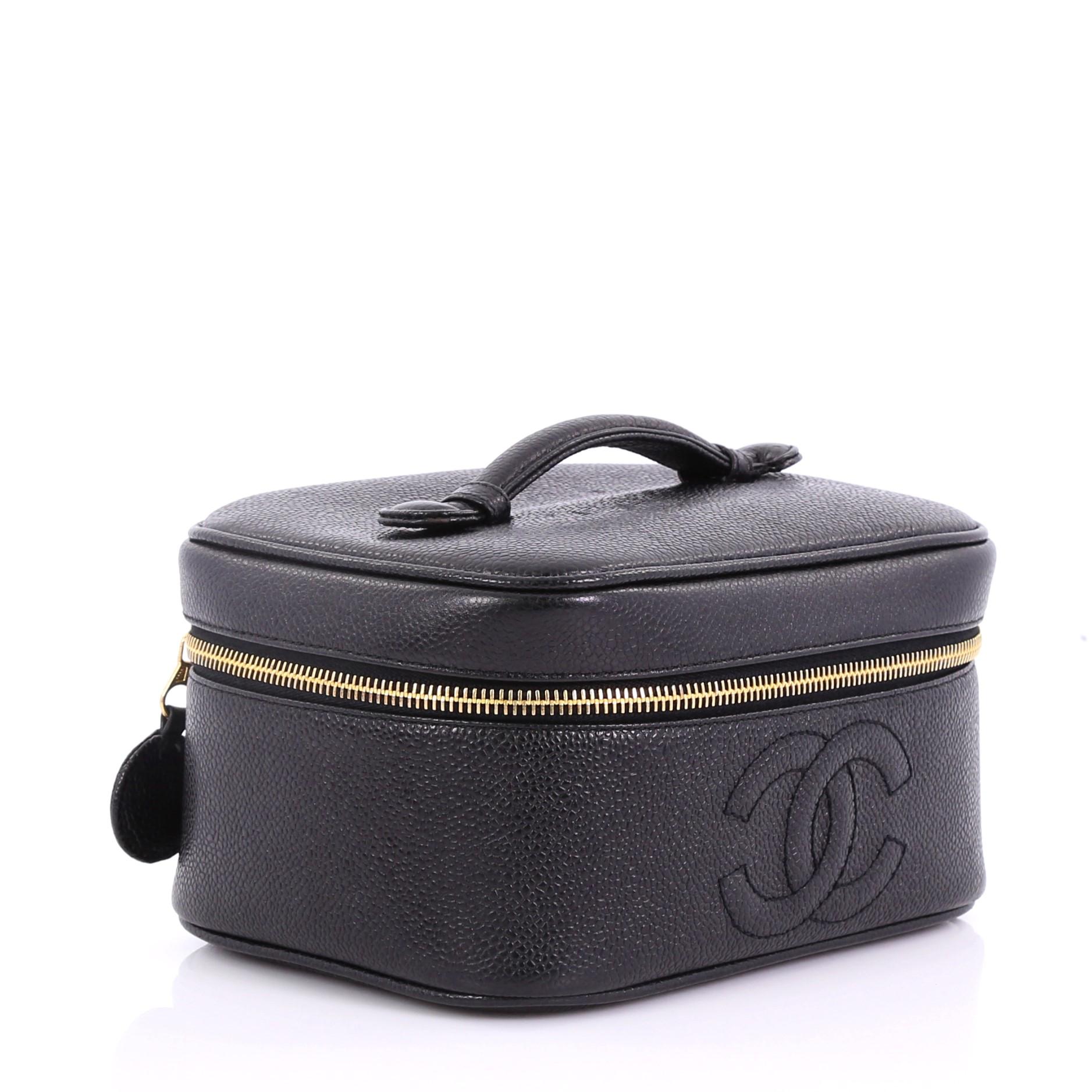 Black Chanel Vintage Timeless Cosmetic Case Caviar