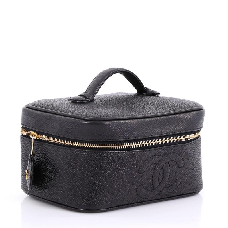 Black Chanel Vintage Timeless Cosmetic Case Caviar