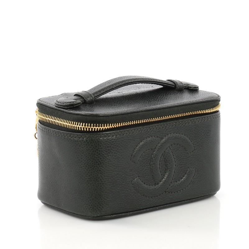 Black Chanel Vintage Timeless Cosmetic Case Caviar Small
