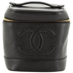Chanel Vintage Timeless Cosmetic Case Caviar Tall