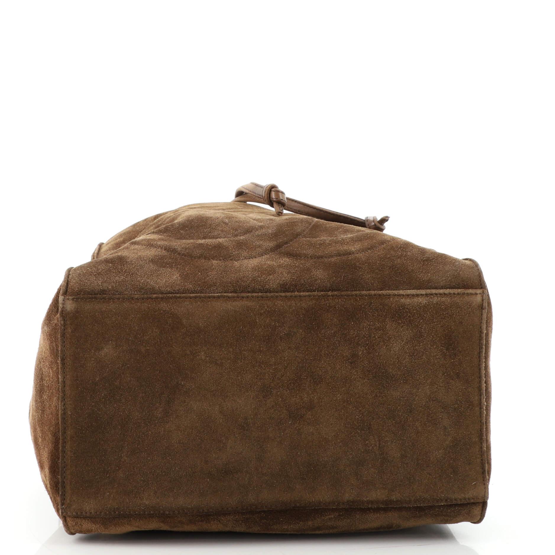 Chanel Vintage Timeless Drawstring Bucket Bag Suede Medium In Good Condition In NY, NY